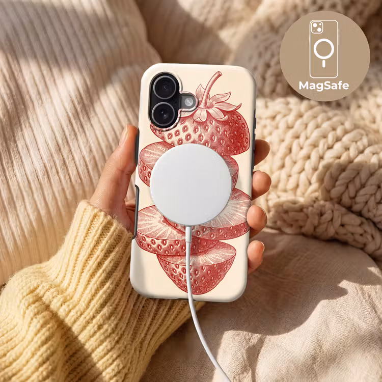 Fruit - Gesneden - Illustratie - Rood - Vintage Toughcase MagSafe Apple iPhone 17 klein -USP_MagsafeV