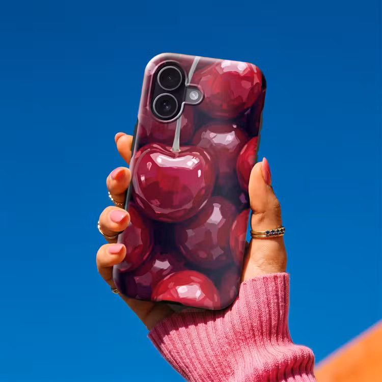 Fruit - Kersen - Eten - Modern - Rood Toughcase MagSafe Apple iPhone 17 klein -Sfeer1V