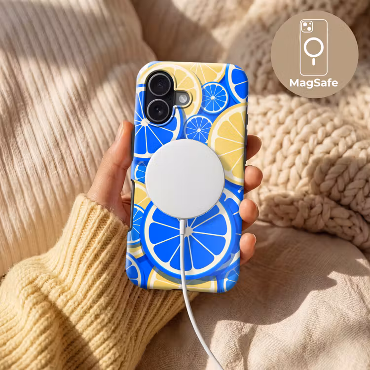 Fruit - Schijven - Patroon - Modern - Blauw - Geel Toughcase MagSafe Apple iPhone 17 klein -USP_MagsafeV
