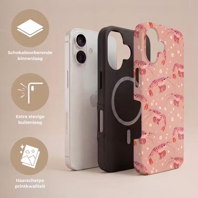 Garnalen - Stippen - Roze Toughcase MagSafe Apple iPhone 17 klein 1017 -USP_Lagen_NL
