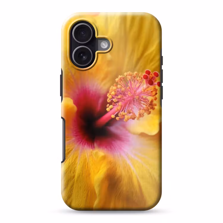 Geel - Hibiscus - Tropisch Toughcase MagSafe Apple iPhone 17 klein -3d