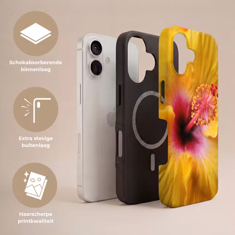 Geel - Hibiscus - Tropisch Toughcase MagSafe Apple iPhone 17 klein -USP_Lagen_NL