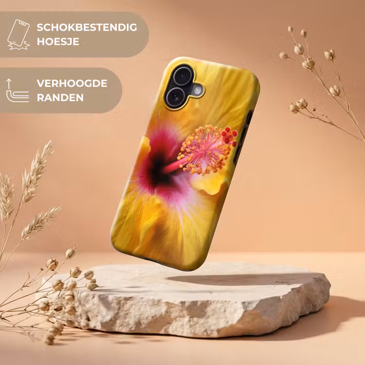 Geel - Hibiscus - Tropisch Toughcase MagSafe Apple iPhone 17 klein -USP_RandenV_NL
