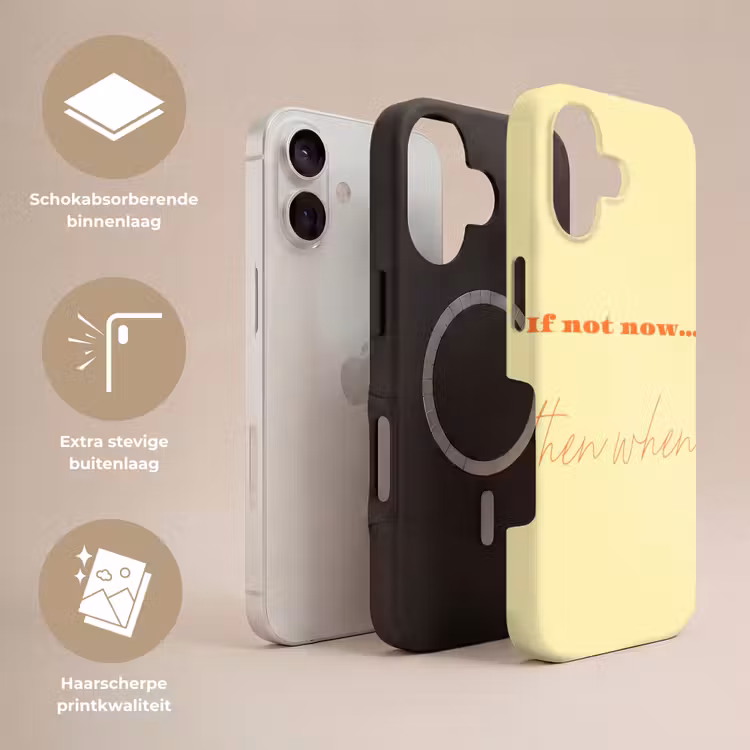 Geel - Oranje - if not now then when Toughcase MagSafe Apple iPhone 17 klein -USP_Lagen_NL