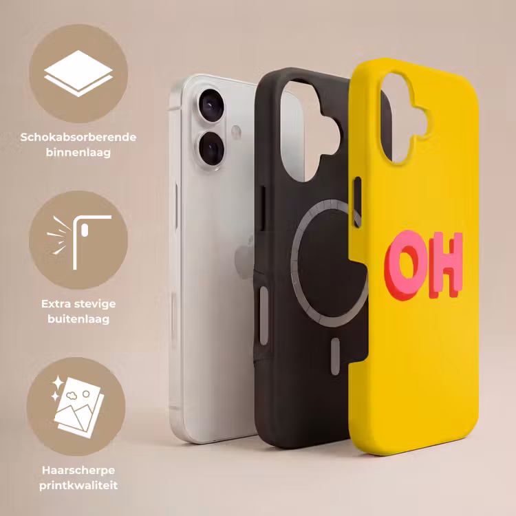 Geel - Roze - Oh - 3D Toughcase MagSafe Apple iPhone 17 klein -USP_Lagen_NL