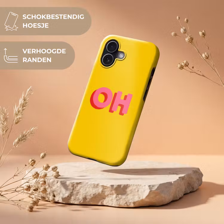 Geel - Roze - Oh - 3D Toughcase MagSafe Apple iPhone 17 klein -USP_RandenV_NL