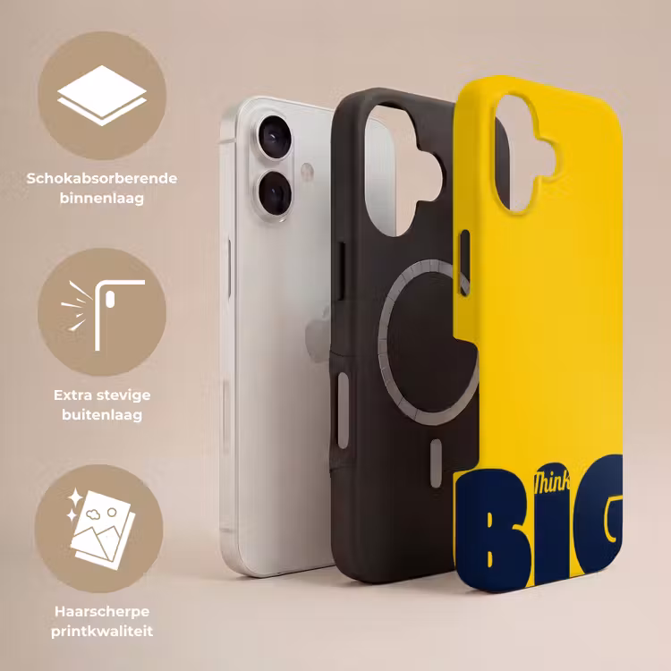 Geel - Think big - Grafisch Toughcase MagSafe Apple iPhone 17 klein -USP_Lagen_NL