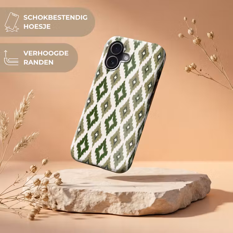 Geografisch - Ruitmotief - Groen Toughcase MagSafe Apple iPhone 17 klein 1017 -USP_RandenV_NL