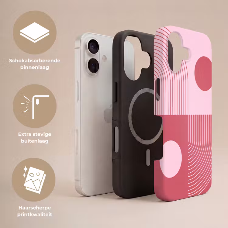 Geometrie - Patroon - Abstract - Roze - Modern Toughcase MagSafe Apple iPhone 17 klein -USP_Lagen_NL