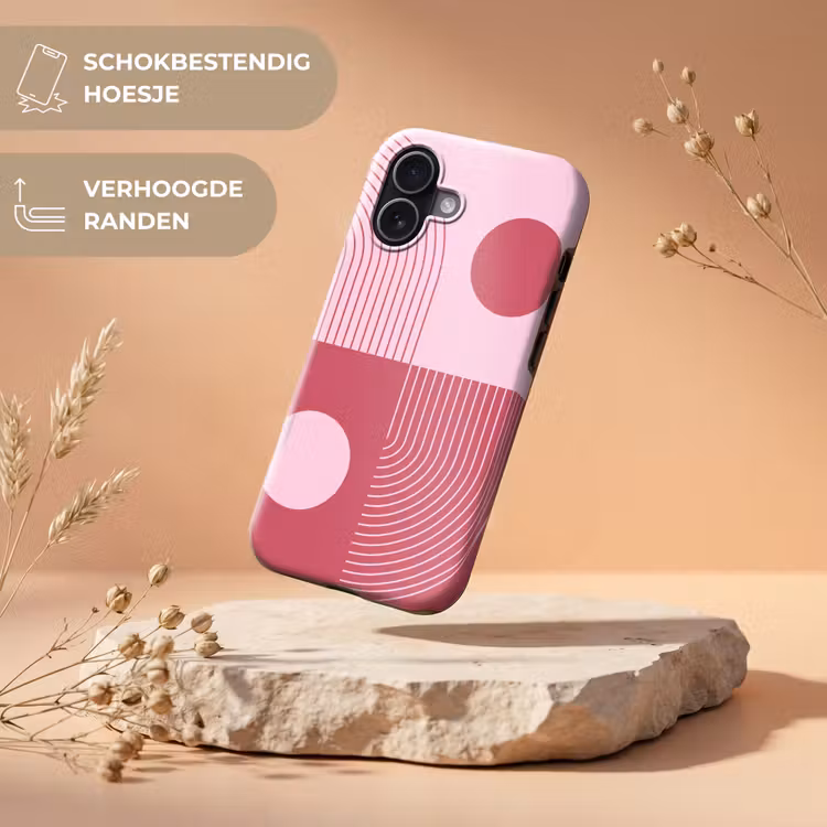 Geometrie - Patroon - Abstract - Roze - Modern Toughcase MagSafe Apple iPhone 17 klein -USP_RandenV_NL