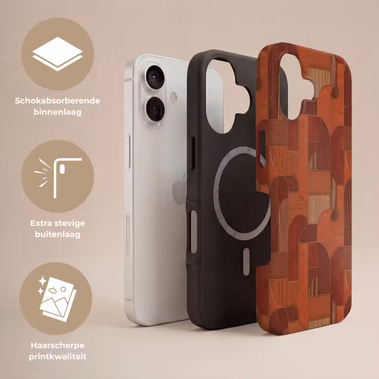 Geometrisch - Abstract - Textuur - Bruin Toughcase MagSafe Apple iPhone 17 klein 1017 -USP_Lagen_NL