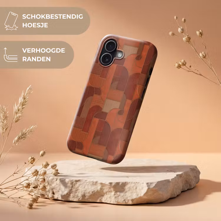 Geometrisch - Abstract - Textuur - Bruin Toughcase MagSafe Apple iPhone 17 klein 1017 -USP_RandenV_NL