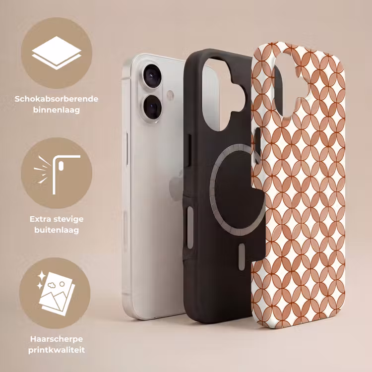 Geometrisch - Cirkels - Modern - Terracotta Toughcase MagSafe Apple iPhone 17 klein 1017 -USP_Lagen_NL