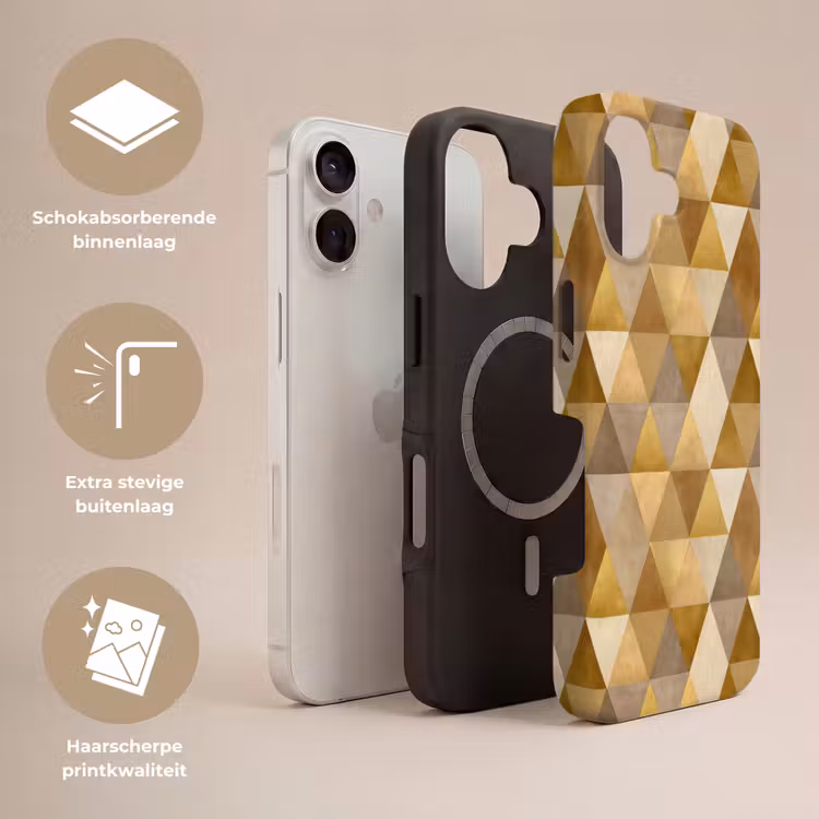 Geometrisch - Driehoek - Goud Toughcase MagSafe Apple iPhone 17 klein 1017 -USP_Lagen_NL