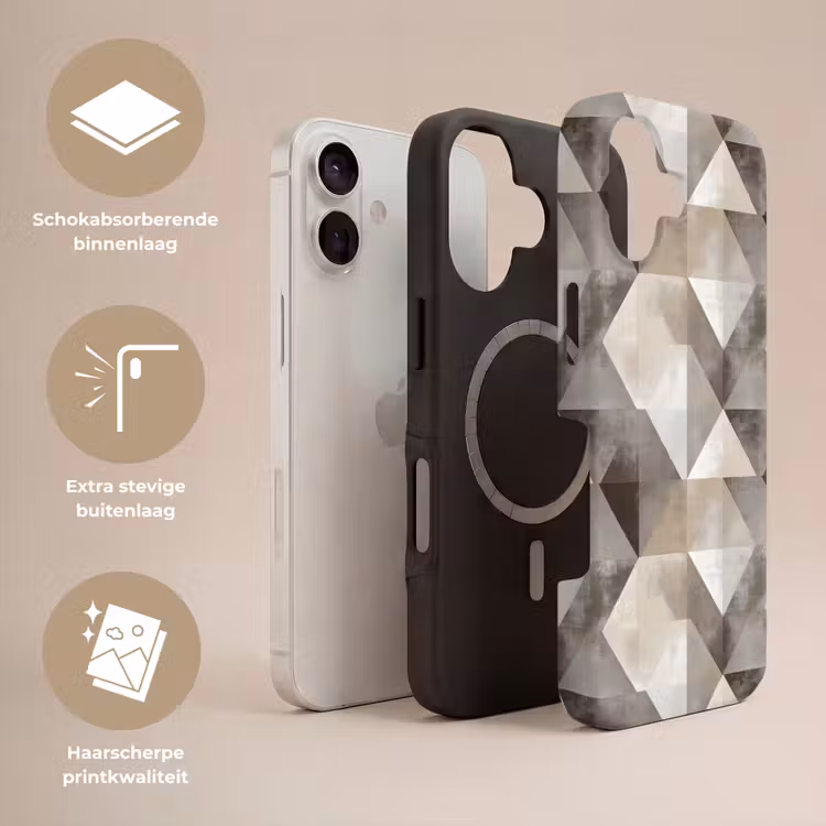 Geometrisch - Motief - Aardetinten Toughcase MagSafe Apple iPhone 17 klein 1017 -USP_Lagen_NL