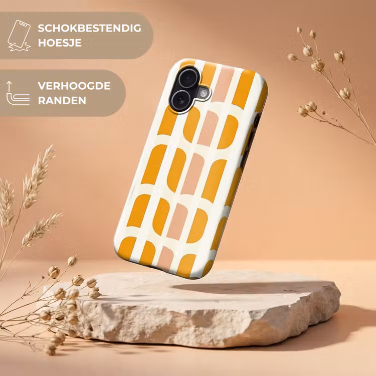 Geometrisch - Patroon - Geel - Roze Toughcase MagSafe Apple iPhone 17 klein 1017 -USP_RandenV_NL