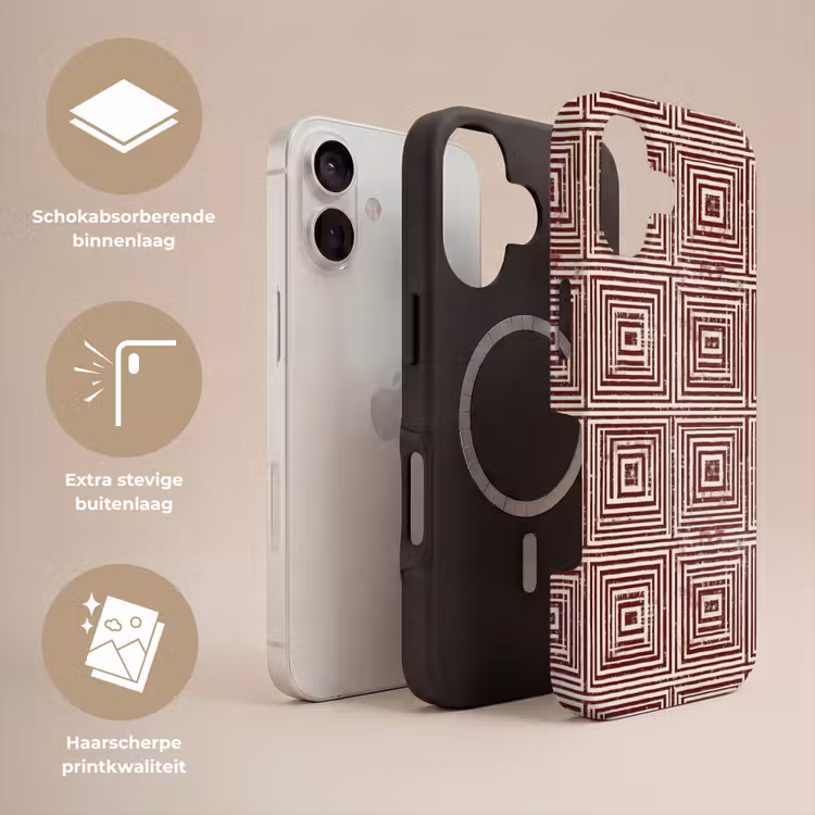 Geometrisch - Patroon - Rood Toughcase MagSafe Apple iPhone 17 klein 1017 -USP_Lagen_NL