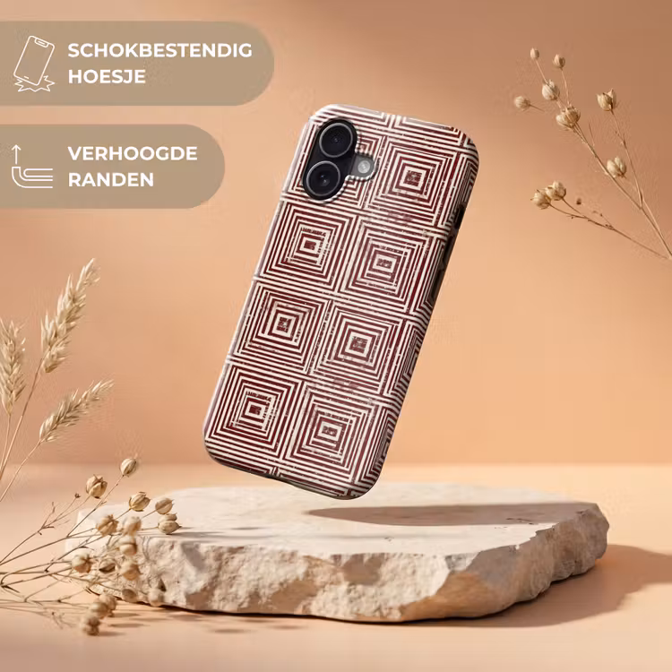 Geometrisch - Patroon - Rood Toughcase MagSafe Apple iPhone 17 klein 1017 -USP_RandenV_NL