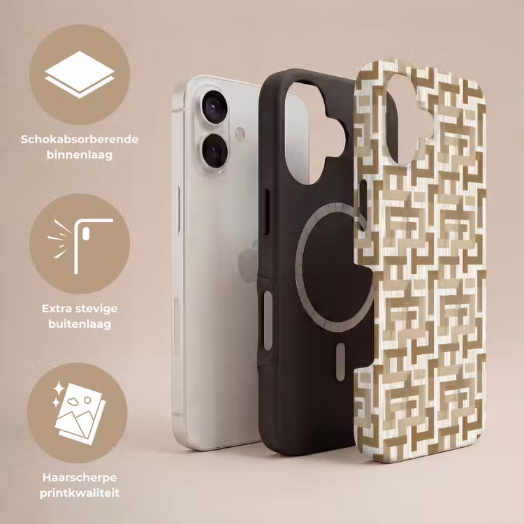Geometrisch - Retro - Bruin Toughcase MagSafe Apple iPhone 17 klein 1017 -USP_Lagen_NL