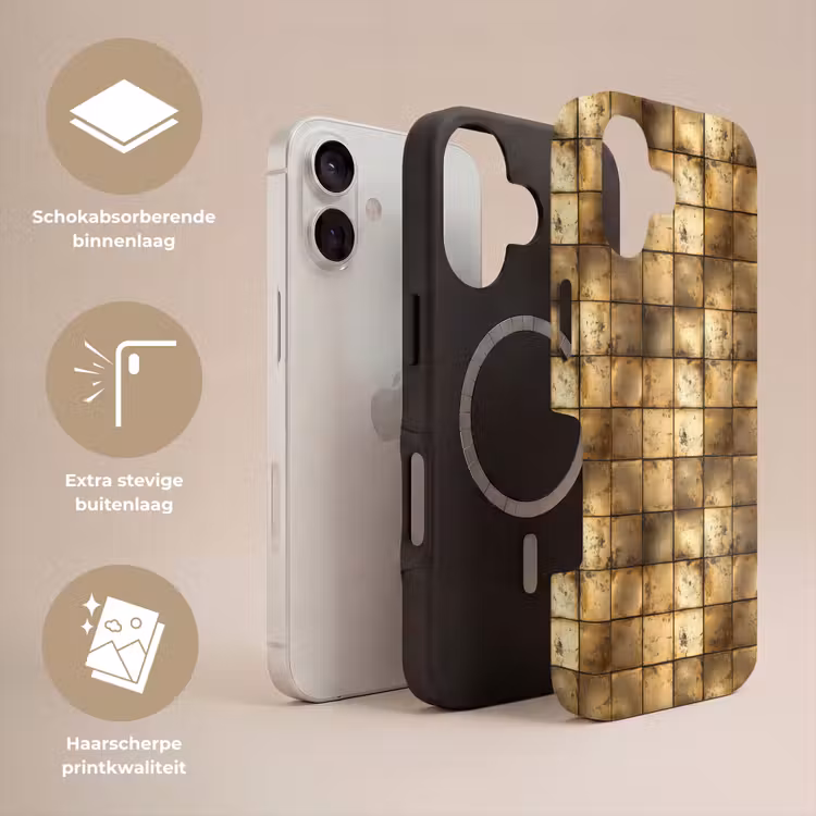 Geometrisch - Tegels - Goud Toughcase MagSafe Apple iPhone 17 klein 1017 -USP_Lagen_NL