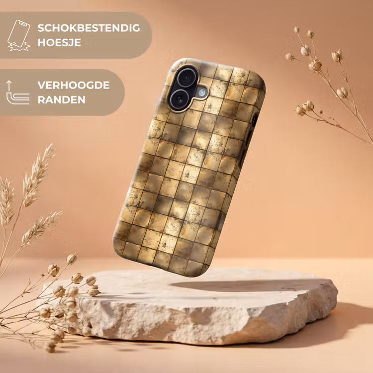 Geometrisch - Tegels - Goud Toughcase MagSafe Apple iPhone 17 klein 1017 -USP_RandenV_NL