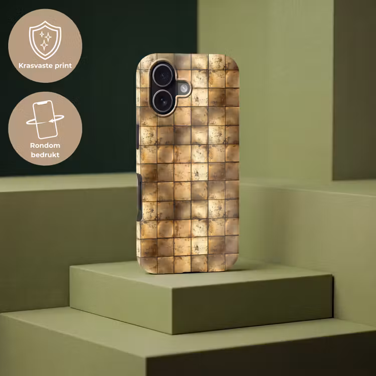 Geometrisch - Tegels - Goud Toughcase MagSafe Apple iPhone 17 klein 1017 -USP_PrintM_NL