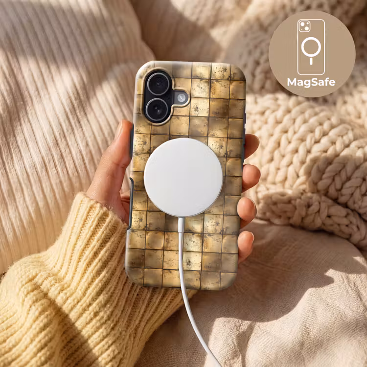 Geometrisch - Tegels - Goud Toughcase MagSafe Apple iPhone 17 klein 1017 -USP_MagsafeV