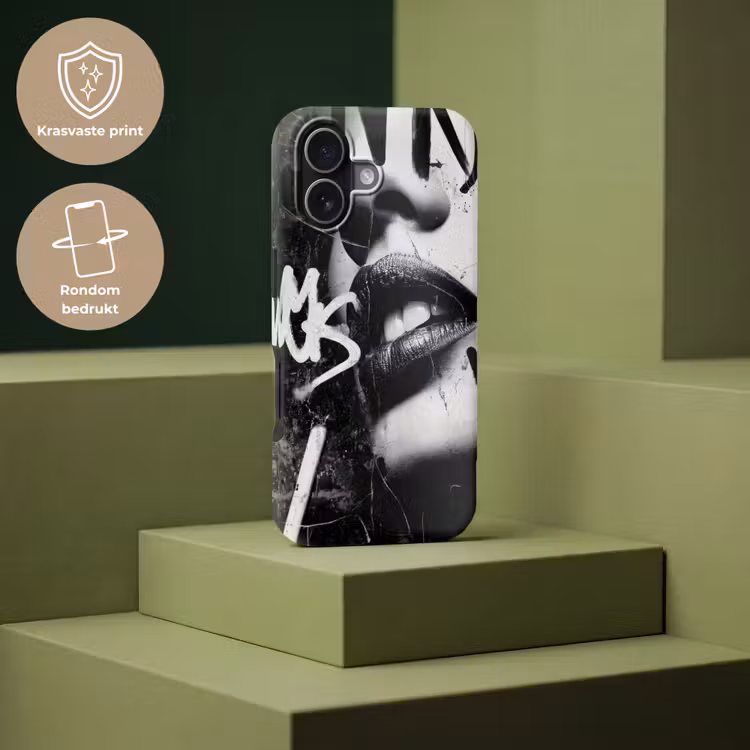 Gezicht - Mond - Graffiti - Zwart Toughcase MagSafe Apple iPhone 17 klein -USP_PrintM_NL