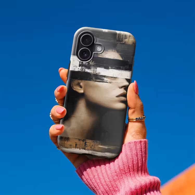 Gezicht - Vrouw - Zwart - Abstract Toughcase MagSafe Apple iPhone 17 klein -Sfeer1V