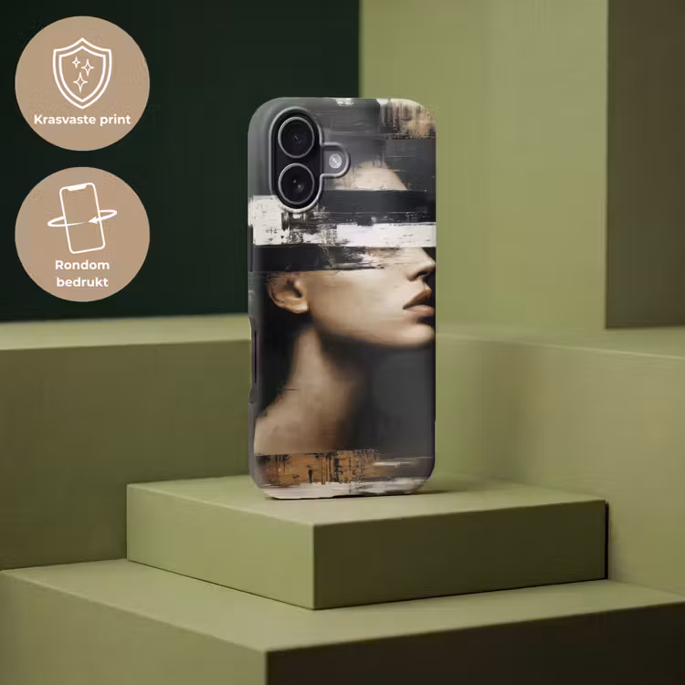 Gezicht - Vrouw - Zwart - Abstract Toughcase MagSafe Apple iPhone 17 klein -USP_PrintM_NL