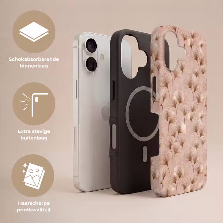 Ginkgo - Patroon - Roze Toughcase MagSafe Apple iPhone 17 klein 1017 -USP_Lagen_NL