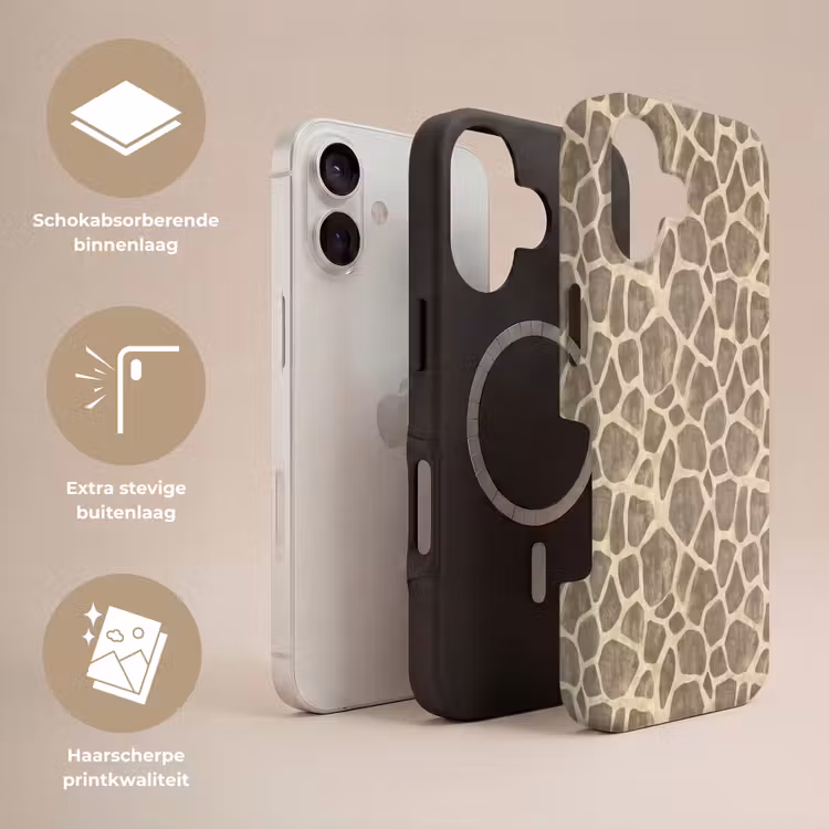 Giraf - Patroon - Beige - Bruin Toughcase MagSafe Apple iPhone 17 klein 1017 -USP_Lagen_NL