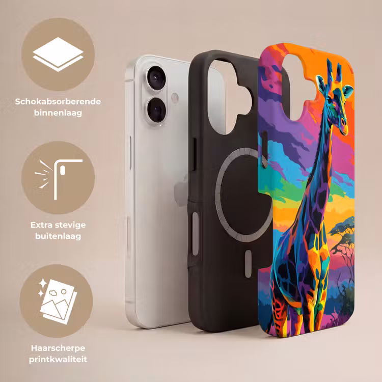 Giraffe - Savanna - Lucht - Gekleurd Toughcase MagSafe Apple iPhone 17 klein -USP_Lagen_NL