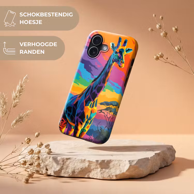 Giraffe - Savanna - Lucht - Gekleurd Toughcase MagSafe Apple iPhone 17 klein -USP_RandenV_NL