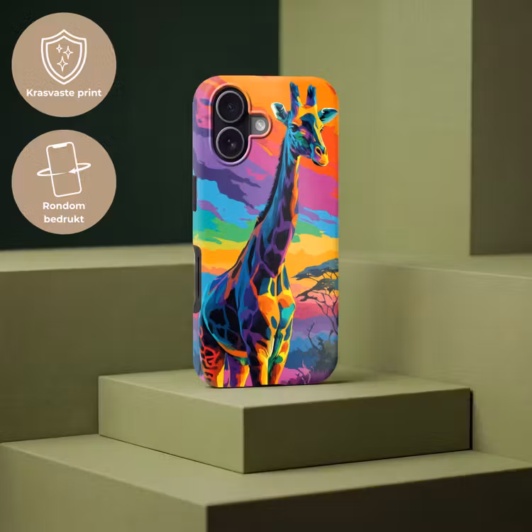 Giraffe - Savanna - Lucht - Gekleurd Toughcase MagSafe Apple iPhone 17 klein -USP_PrintM_NL