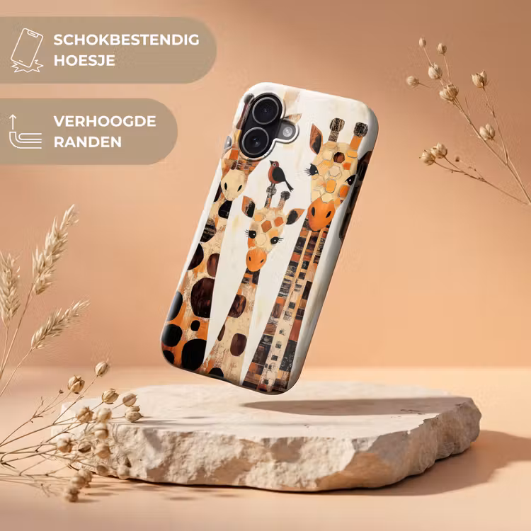Giraffen - Cartoon - Crème Toughcase MagSafe Apple iPhone 17 klein -USP_RandenV_NL