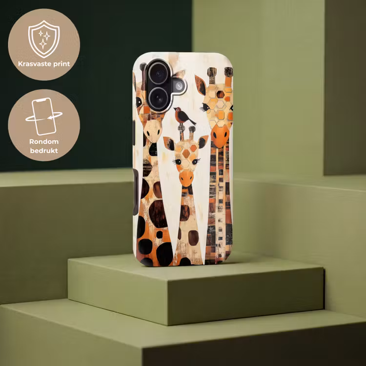 Giraffen - Cartoon - Crème Toughcase MagSafe Apple iPhone 17 klein -USP_PrintM_NL