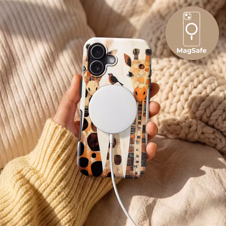Giraffen - Cartoon - Crème Toughcase MagSafe Apple iPhone 17 klein -USP_MagsafeV