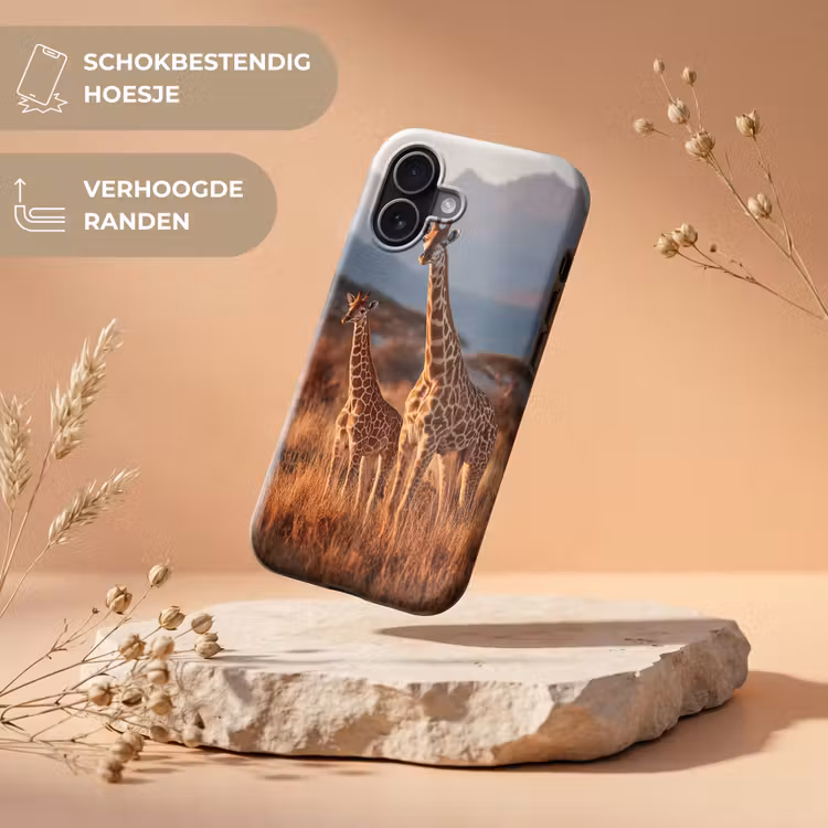 Giraffen - Hoog gras - Acaciabomen Toughcase MagSafe Apple iPhone 17 klein -USP_RandenV_NL