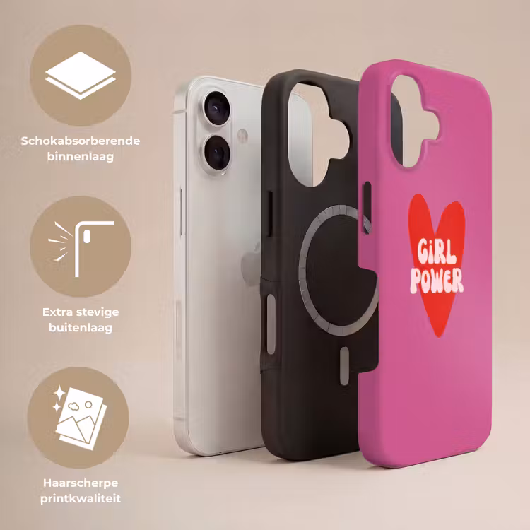 Girl power - Hart - Roze - Rood Toughcase MagSafe Apple iPhone 17 klein -USP_Lagen_NL