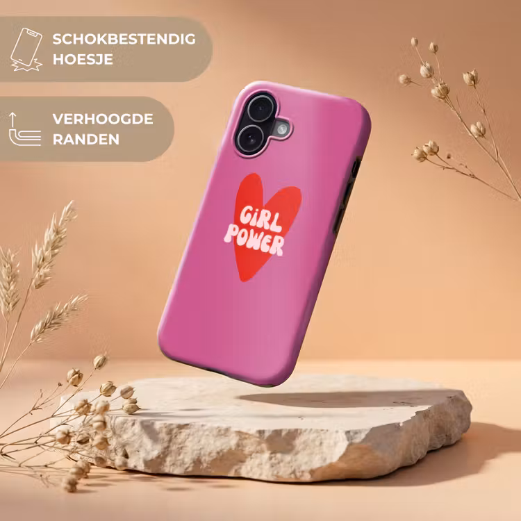 Girl power - Hart - Roze - Rood Toughcase MagSafe Apple iPhone 17 klein -USP_RandenV_NL