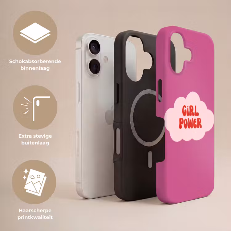 Girl power - Wolk - Roze Toughcase MagSafe Apple iPhone 17 klein -USP_Lagen_NL