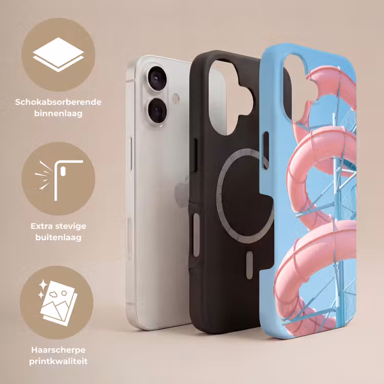 Glijbaan - Waterpark - Spiraal - Modern - Roze Toughcase MagSafe Apple iPhone 17 klein -USP_Lagen_NL