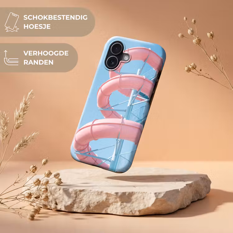 Glijbaan - Waterpark - Spiraal - Modern - Roze Toughcase MagSafe Apple iPhone 17 klein -USP_RandenV_NL