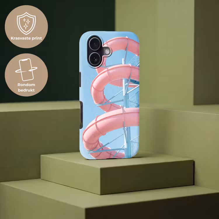 Glijbaan - Waterpark - Spiraal - Modern - Roze Toughcase MagSafe Apple iPhone 17 klein -USP_PrintM_NL