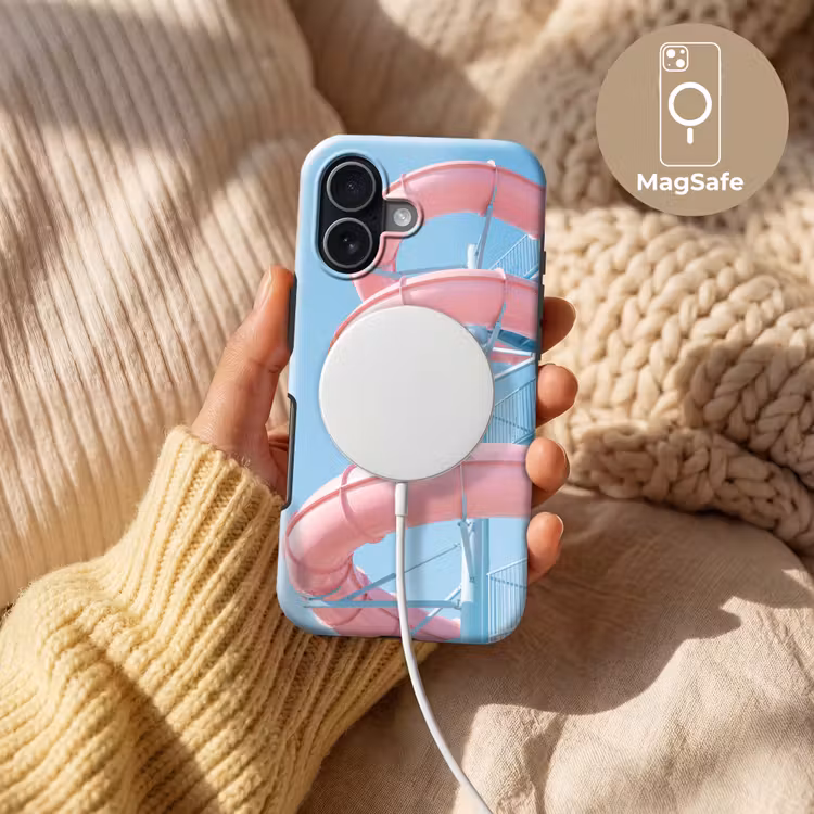 Glijbaan - Waterpark - Spiraal - Modern - Roze Toughcase MagSafe Apple iPhone 17 klein -USP_MagsafeV