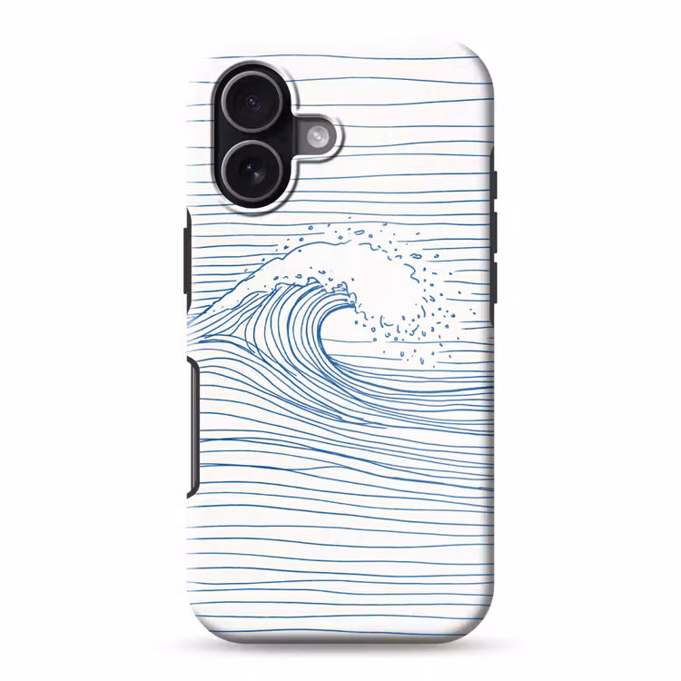 Golf - Brekende - Natuur - Minimalistisch - Blauw Toughcase MagSafe Apple iPhone 17 klein -3d