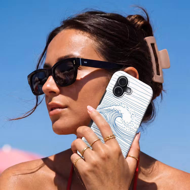 Golf - Brekende - Natuur - Minimalistisch - Blauw Toughcase MagSafe Apple iPhone 17 klein -Sfeer2V