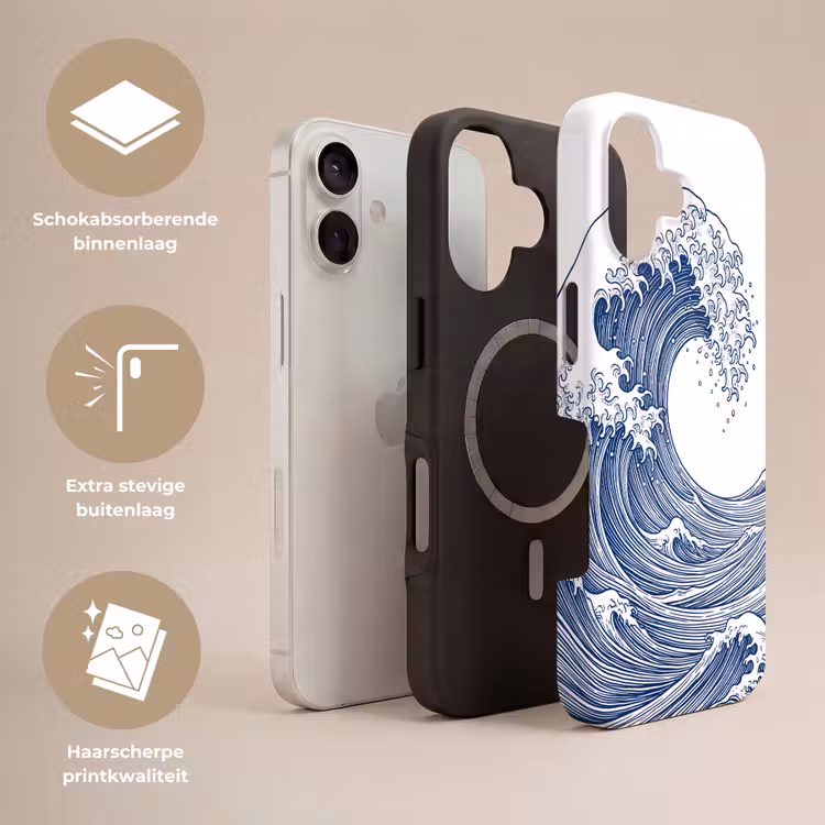 Golf - Japans - Zee - Illustratie - Blauw Toughcase MagSafe Apple iPhone 17 klein -USP_Lagen_NL