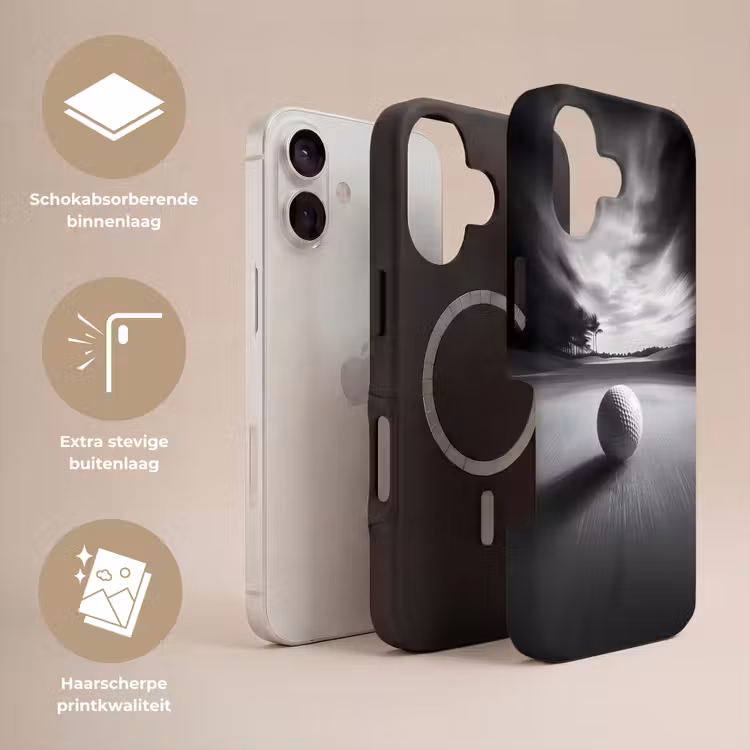 Golfbal - Wazig - Zwart Toughcase MagSafe Apple iPhone 17 klein -USP_Lagen_NL